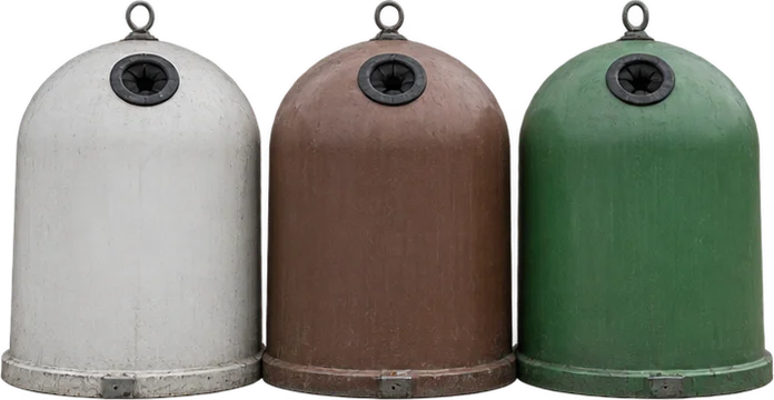 Altglascontainer für weißes, braunes und grünes Glas