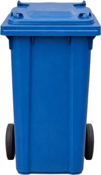 Blaue Papiertonne, symbolisches, KI-generiertes Bild